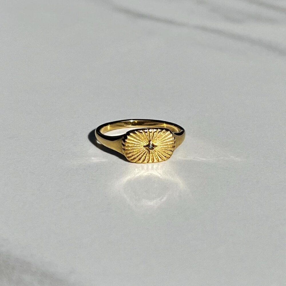 New! “Zeina” Ribbed Gold Ring - Picture 5 of 7